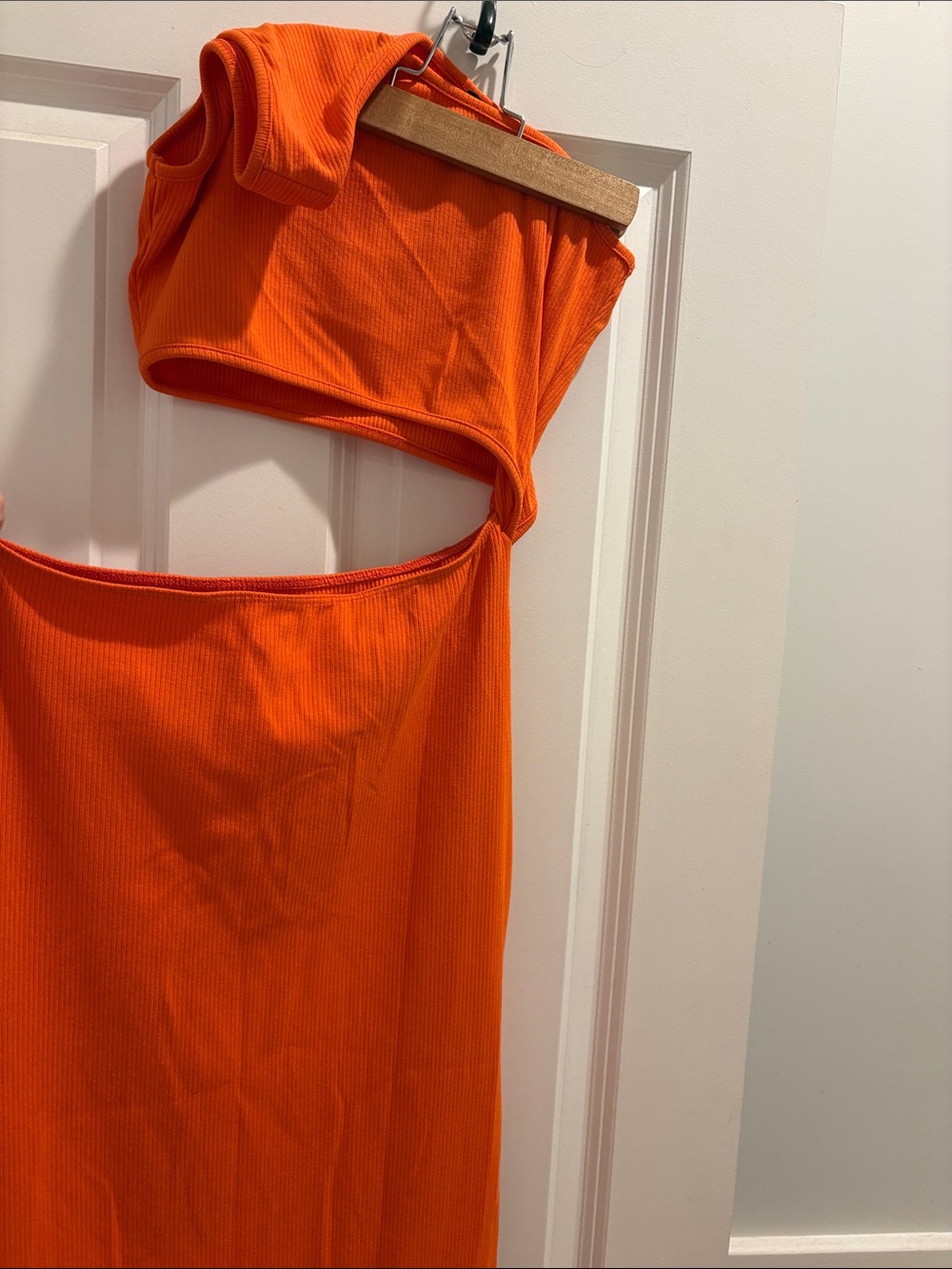 Orange One-Shoulder Cutout Dress